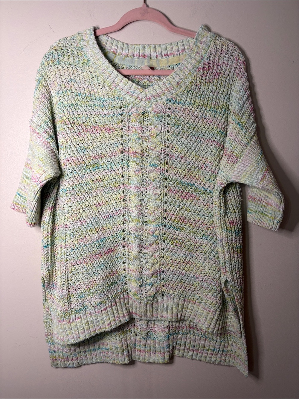 Pilcro Pastel Speckled Cable Knit Sweater - Picture 2 of 5